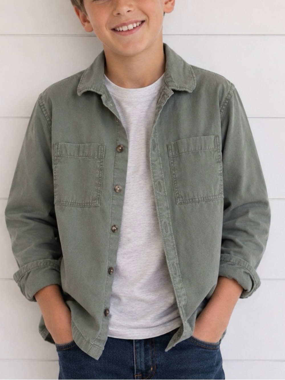 GAP KIDS Utility Button-Front Jacket Shirt